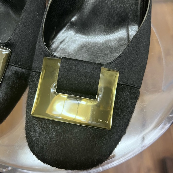 Vintage Gucci Black Heels Slides Circa: 1999 size 9 US / 40 EU ..PONY STINGRAY - Picture 2 of 9